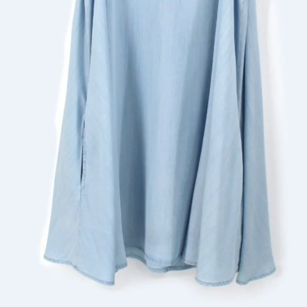 Rails Anya Dress Sleeveless Blue Tencel Trapeze A-Line Pockets Mini Swing SZ L - Picture 6 of 8